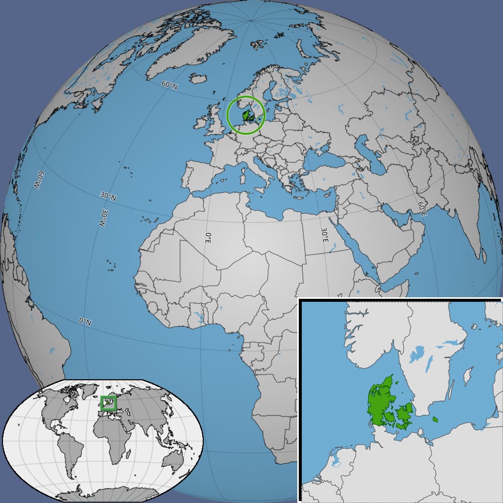 Map showing Croatia in the world, with Croatia in green, other countries in gray, seas in blue, and a magnified inset of Croatia in Europe in the corner.